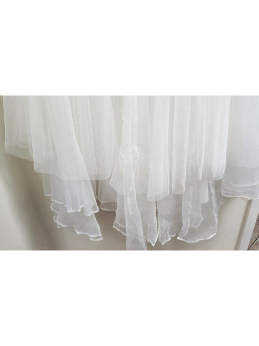 White Tulle Maxi Skirt Buckle Waist Layered Mesh Fairy Grunge Cottagecore S - Picture 9 of 15